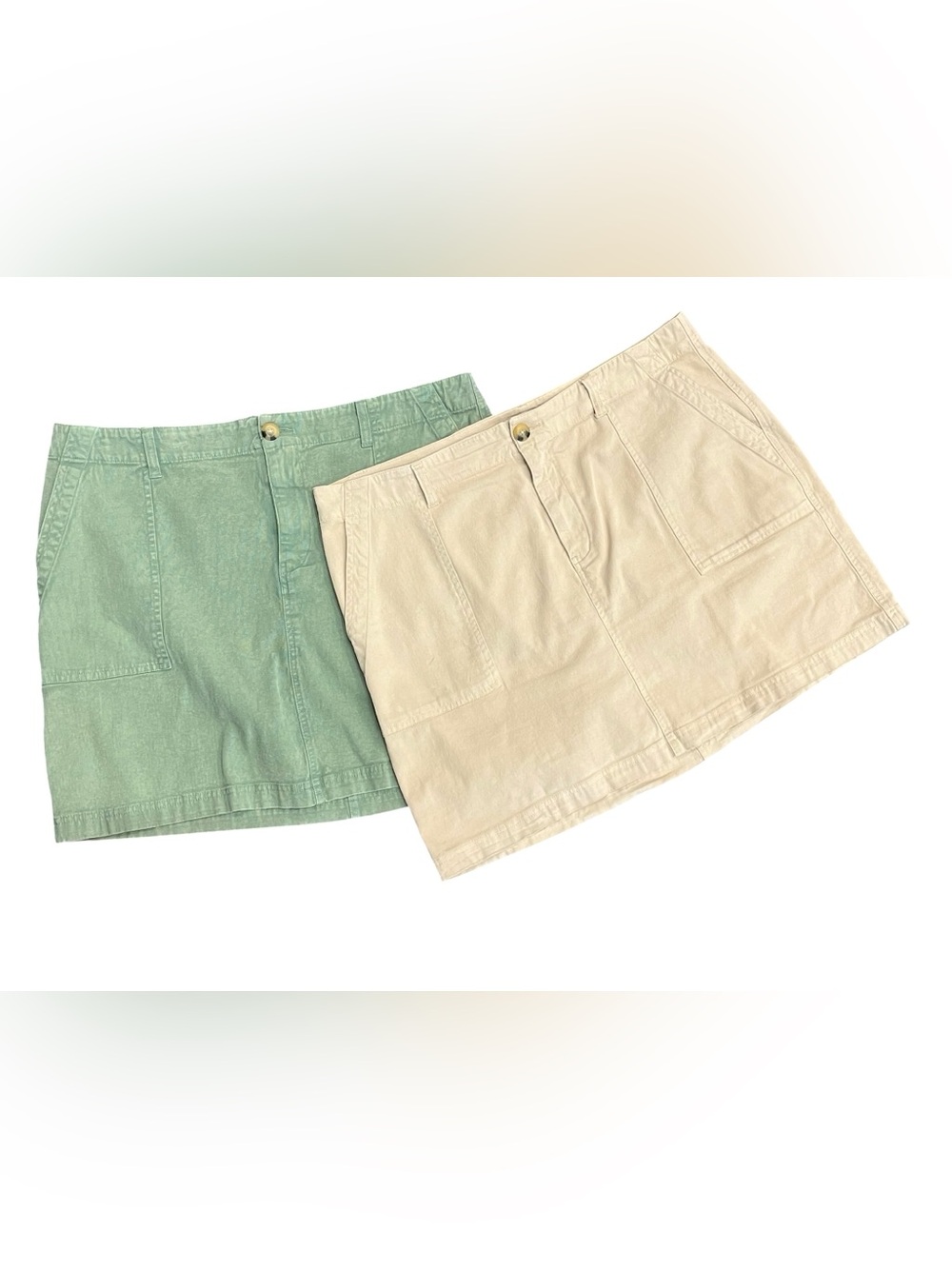 Set of 2 Wonderly | Cotton Fall Tan Green Mini Skirt Plus Size 16W